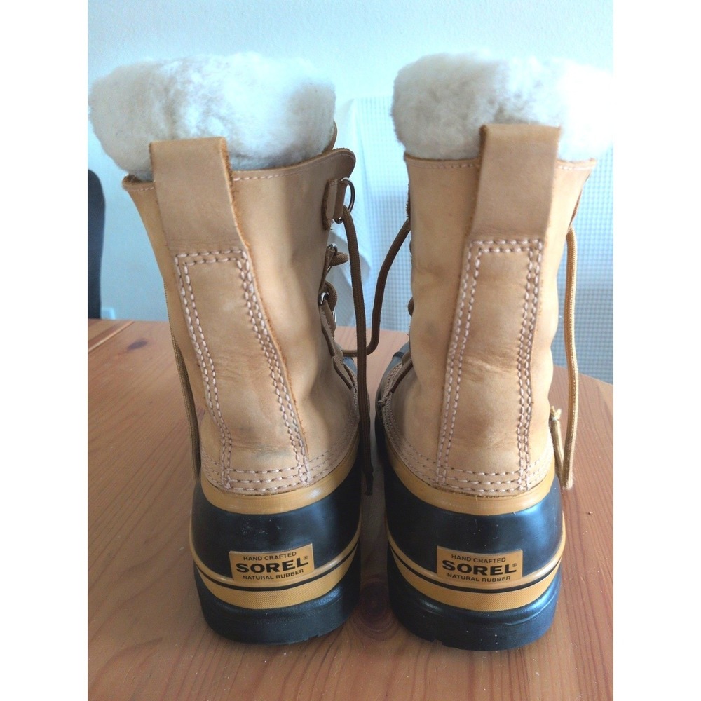 Sorel Caribou Snow Boots Womens 8 Waterproof Leather Shearling Lined Winter Buff - Picture 3 of 11